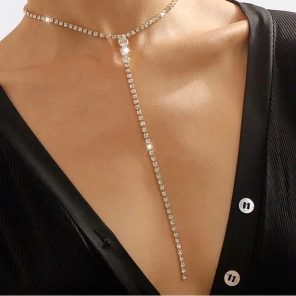 Rhinestone Necklace silver - Picture 1 of 2